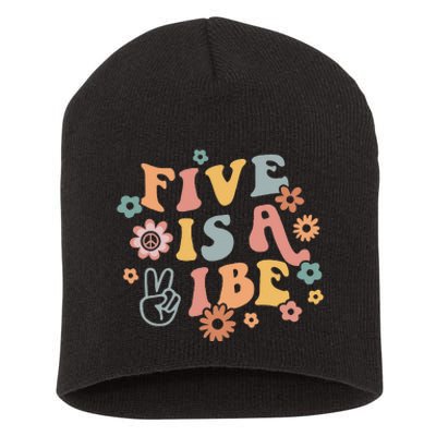 Groovy Hippie 5 Is A Vibe Boy 5th Birthday Party Decoration Short Acrylic Beanie