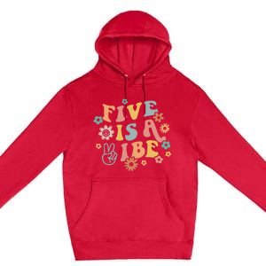 Groovy Hippie 5 Is A Vibe Boy 5th Birthday Party Decoration Premium Pullover Hoodie