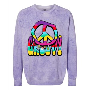 Groovy Hippie 60s 70s Peace Sign Symbol 1970s Flower Power Meaningful Gift Colorblast Crewneck Sweatshirt