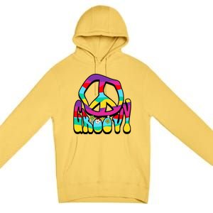 Groovy Hippie 60s 70s Peace Sign Symbol 1970s Flower Power Meaningful Gift Premium Pullover Hoodie