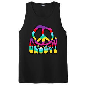 Groovy Hippie 60s 70s Peace Sign Symbol 1970s Flower Power Meaningful Gift PosiCharge Competitor Tank