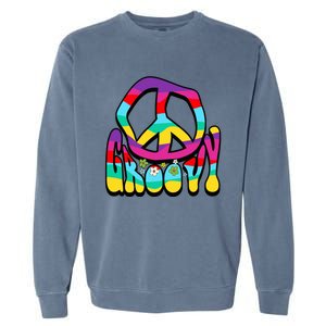 Groovy Hippie 60s 70s Peace Sign Symbol 1970s Flower Power Meaningful Gift Garment-Dyed Sweatshirt