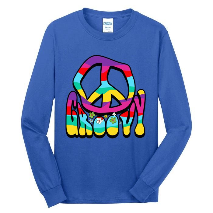 Groovy Hippie 60s 70s Peace Sign Symbol 1970s Flower Power Meaningful Gift Tall Long Sleeve T-Shirt