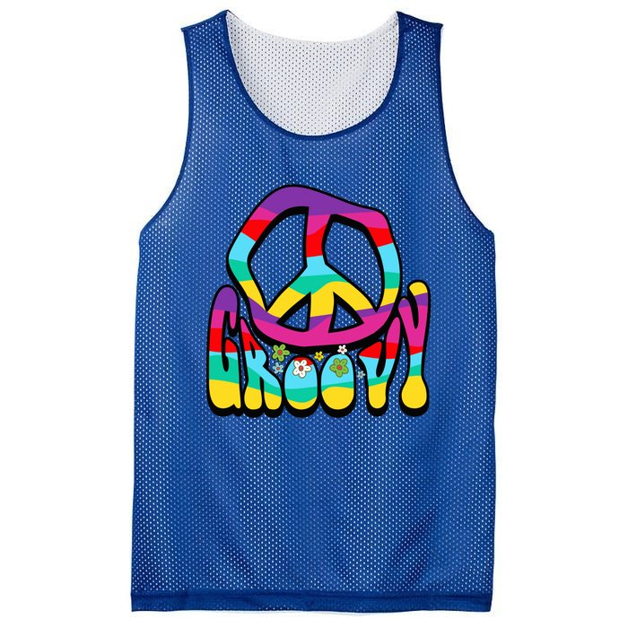 Groovy Hippie 60s 70s Peace Sign Symbol 1970s Flower Power Meaningful Gift Mesh Reversible Basketball Jersey Tank