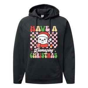 Groovy Have A Llamazing Christmas Llama Santa Ki Performance Fleece Hoodie