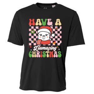 Groovy Have A Llamazing Christmas Llama Santa Ki Cooling Performance Crew T-Shirt