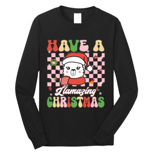 Groovy Have A Llamazing Christmas Llama Santa Ki Long Sleeve Shirt