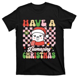 Groovy Have A Llamazing Christmas Llama Santa Ki T-Shirt