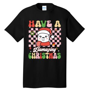 Groovy Have A Llamazing Christmas Llama Santa Ki Tall T-Shirt