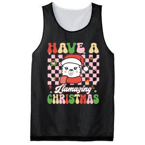 Groovy Have A Llamazing Christmas Llama Santa Ki Mesh Reversible Basketball Jersey Tank