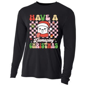 Groovy Have A Llamazing Christmas Llama Santa Ki Cooling Performance Long Sleeve Crew