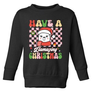 Groovy Have A Llamazing Christmas Llama Santa Ki Toddler Sweatshirt