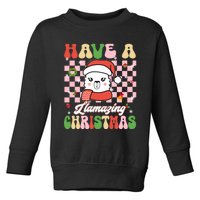 Groovy Have A Llamazing Christmas Llama Santa Ki Toddler Sweatshirt