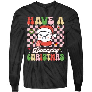 Groovy Have A Llamazing Christmas Llama Santa Ki Tie-Dye Long Sleeve Shirt