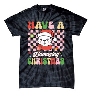 Groovy Have A Llamazing Christmas Llama Santa Ki Tie-Dye T-Shirt