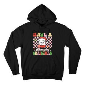 Groovy Have A Llamazing Christmas Llama Santa Ki Tall Hoodie