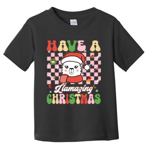 Groovy Have A Llamazing Christmas Llama Santa Ki Toddler T-Shirt