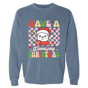 Groovy Have A Llamazing Christmas Llama Santa Ki Garment-Dyed Sweatshirt