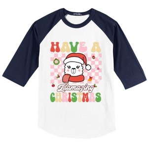 Groovy Have A Llamazing Christmas Llama Santa Ki Baseball Sleeve Shirt