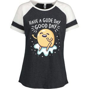 Gudetama Have A Gude Day Good Day Enza Ladies Jersey Colorblock Tee