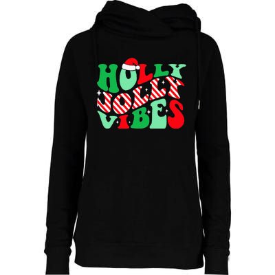 Groovy Have A Holly Xmas Jolly Christmas Santa Hat Womens Funnel Neck Pullover Hood