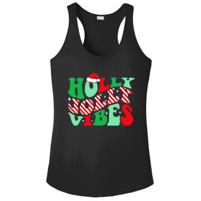 Groovy Have A Holly Xmas Jolly Christmas Santa Hat Ladies PosiCharge Competitor Racerback Tank