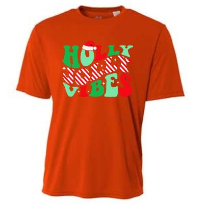 Groovy Have A Holly Xmas Jolly Christmas Santa Hat Cooling Performance Crew T-Shirt