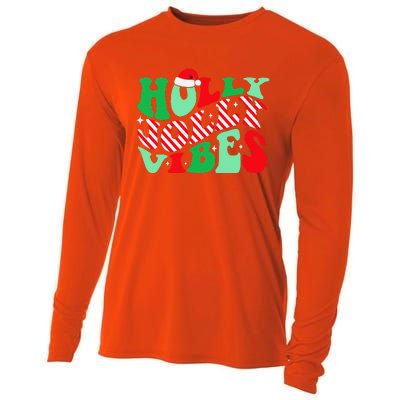 Groovy Have A Holly Xmas Jolly Christmas Santa Hat Cooling Performance Long Sleeve Crew