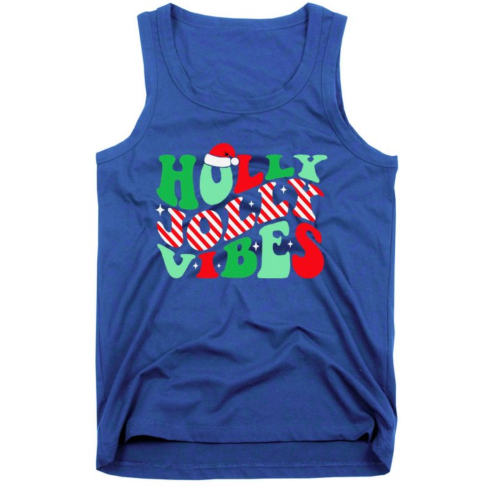 Groovy Have A Holly Xmas Jolly Christmas Santa Hat Tank Top