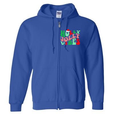 Groovy Have A Holly Xmas Jolly Christmas Santa Hat Full Zip Hoodie