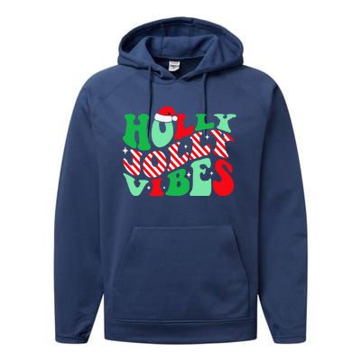 Groovy Have A Holly Xmas Jolly Christmas Santa Hat Performance Fleece Hoodie