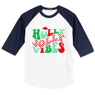 Groovy Have A Holly Xmas Jolly Christmas Santa Hat Baseball Sleeve Shirt