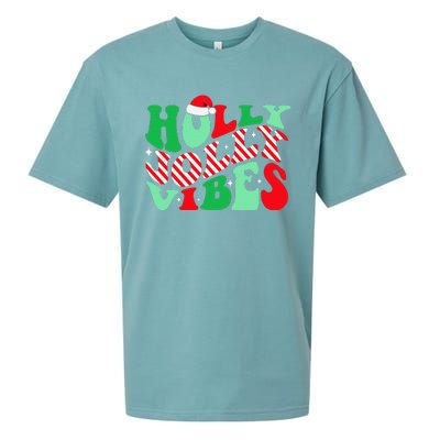 Groovy Have A Holly Xmas Jolly Christmas Santa Hat Sueded Cloud Jersey T-Shirt