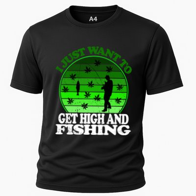 Get High And Fishing Cannabis Thc Cbd Marjuana Pot Funny Gift Performance Shirt