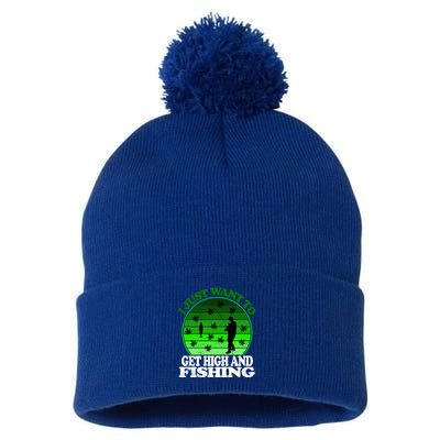 Get High And Fishing Cannabis Thc Cbd Marjuana Pot Funny Gift Pom Pom 12in Knit Beanie