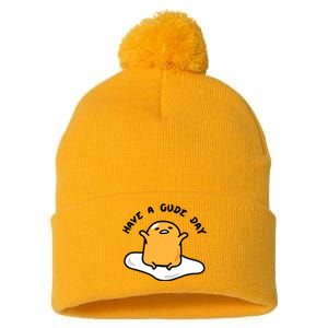 Gudetama Have A Gude Day Good Day Pom Pom 12in Knit Beanie