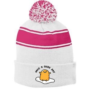 Gudetama Have A Gude Day Good Day Stripe Pom Pom Beanie