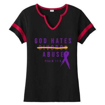 God Hates Abuse Ladies Halftime Notch Neck Tee