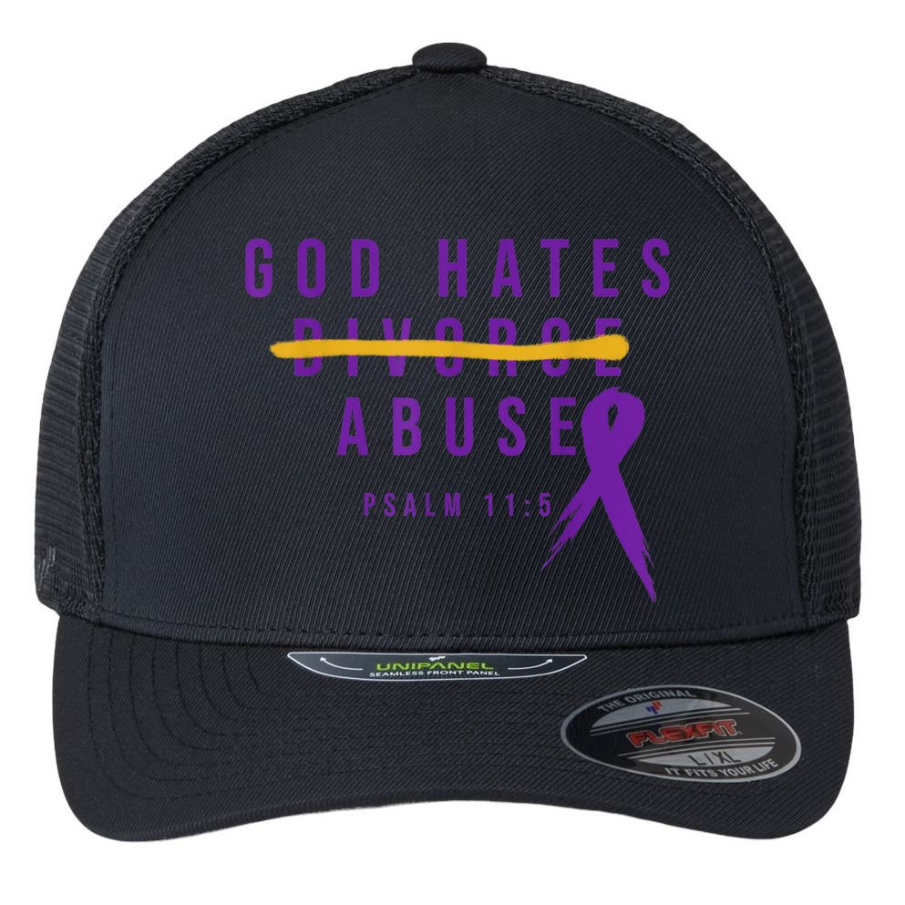 God Hates Abuse Flexfit Unipanel Trucker Cap