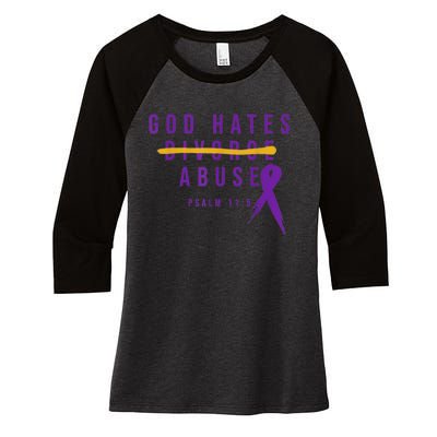 God Hates Abuse Women's Tri-Blend 3/4-Sleeve Raglan Shirt