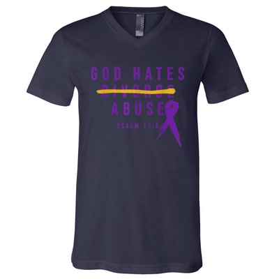 God Hates Abuse V-Neck T-Shirt