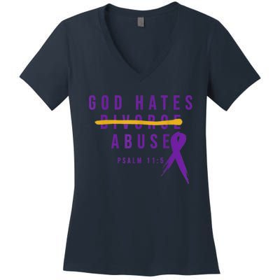 God Hates Abuse Women's V-Neck T-Shirt