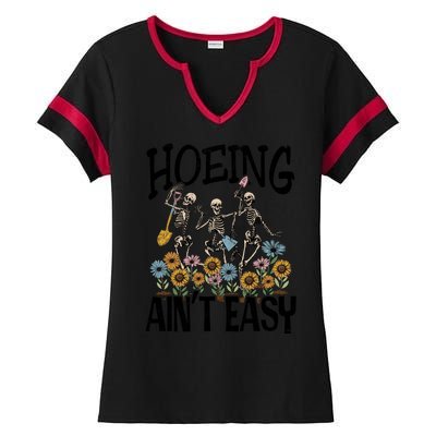 Garden Hoeing AinT Easy Ladies Halftime Notch Neck Tee