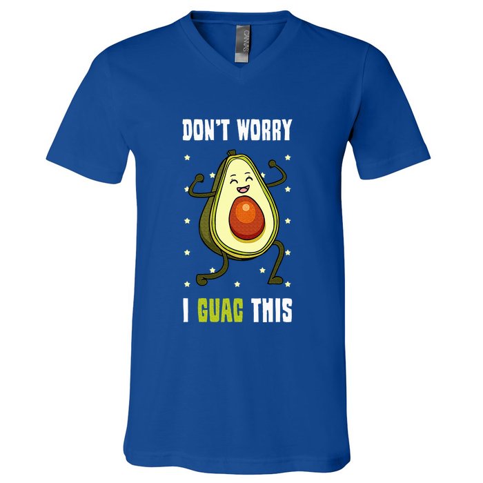 Guacamole Happy Avocado Guac Vegetarian Mexican Food V-Neck T-Shirt