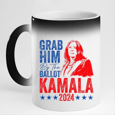 Grab Him By The Ballot Kamala 2024 11oz Black Color Changing Mug