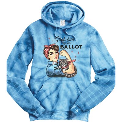 Grab Him By The Ballot Childless Cat Lady Election 2024 Tie Dye Hoodie