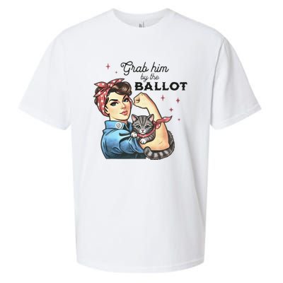 Grab Him By The Ballot Childless Cat Lady Election 2024 Sueded Cloud Jersey T-Shirt