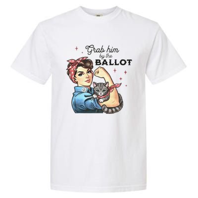 Grab Him By The Ballot Childless Cat Lady Election 2024 Garment-Dyed Heavyweight T-Shirt