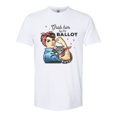 Grab Him By The Ballot Childless Cat Lady Election 2024 Softstyle CVC T-Shirt