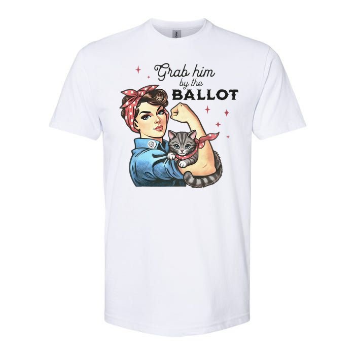 Grab Him By The Ballot Childless Cat Lady Election 2024 Softstyle CVC T-Shirt